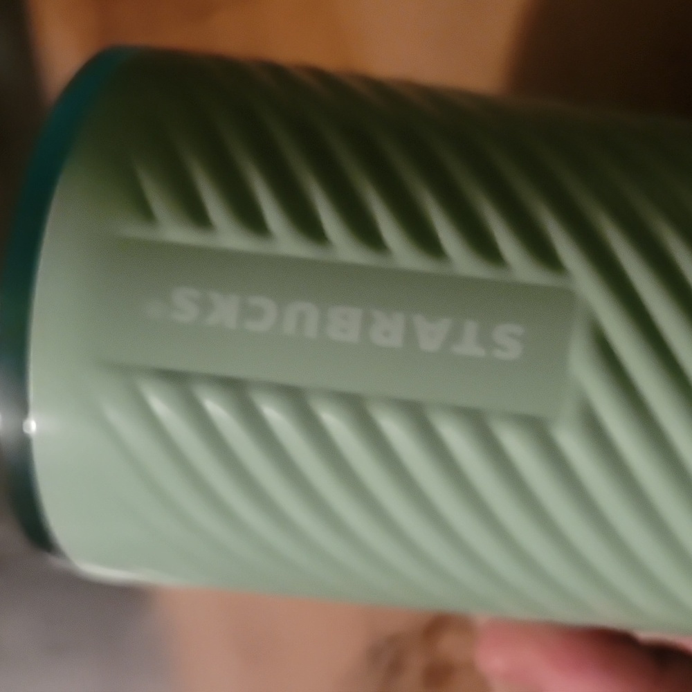 Starbucks Swirled Metal Light Green Tumbler Cup Venti - Picture 3 of 9